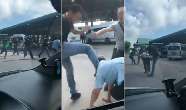 โชเฟอร์รถตู้ซัดกันเละกลางสถานี โชเฟอร์รถตู้ซัดกันเละกลางสถานี