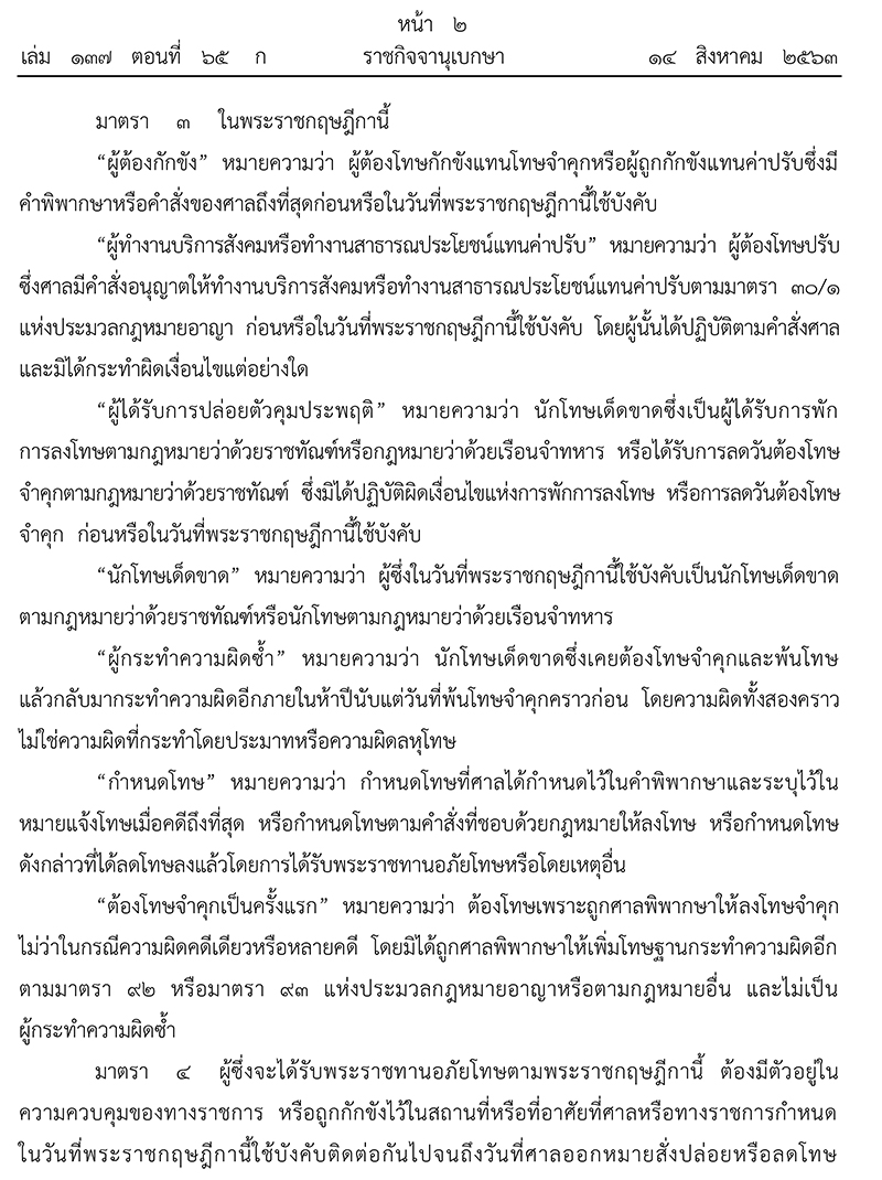 พระราชกฤษฎีกา พระราชทานอภัยโทษ 2563 พระราชกฤษฎีกา พระราชทานอภัยโทษ 2563