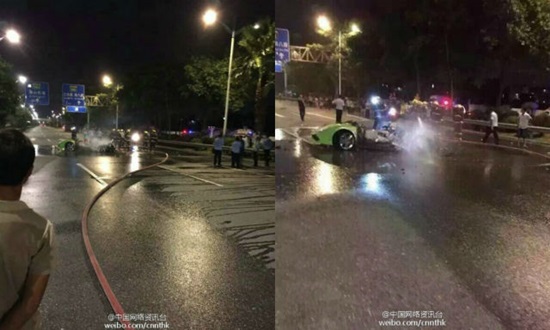 แลมโบกินี่ ชนขอบข้างทาง แลมโบกินี่ ชนขอบข้างทาง