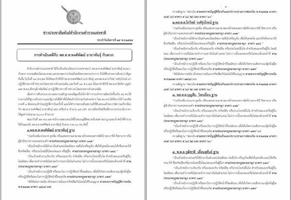 ผบ.ตร. แถลงจับกุม พล.ต.ท. พงศ์พัฒน์ ฉายาพันธุ์ พร้อมพวก ผบ.ตร. แถลงจับกุม พล.ต.ท. พงศ์พัฒน์ ฉายาพันธุ์ พร้อมพวก