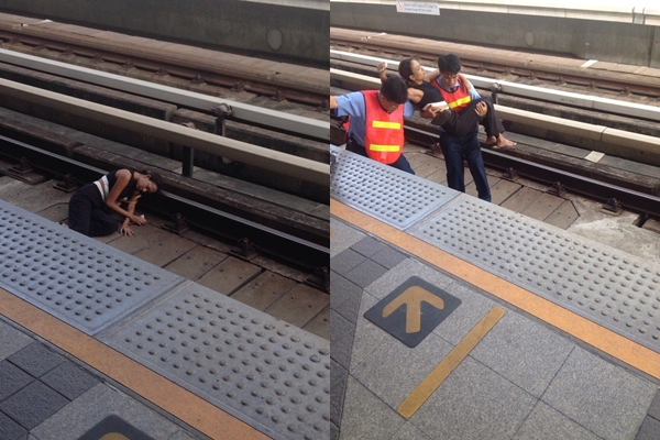 ผู้ประกาศข่าวช่อง 3 เป็นลมตกในราง BTS หมอชิต ผู้ประกาศข่าวช่อง 3 เป็นลมตกในราง BTS หมอชิต