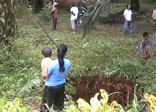 พิษฝนตก! เกิดหลุมใหญ่ในสวนปาล์ม จ.กระบี่ พิษฝนตก! เกิดหลุมใหญ่ในสวนปาล์ม จ.กระบี่