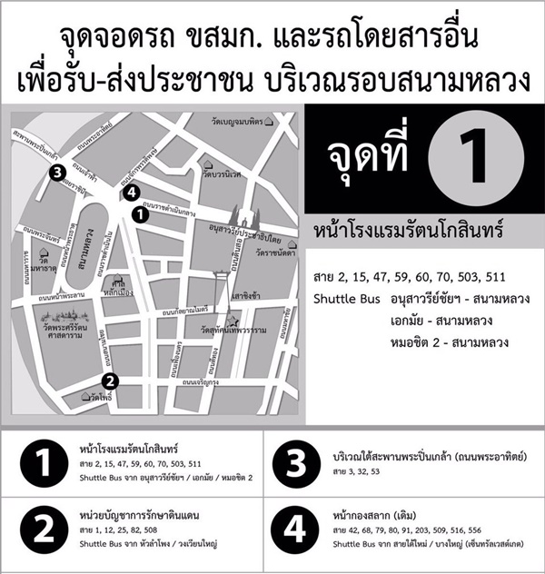 จุดจอดรถประจำทาง รอบสนามหลวง จุดจอดรถประจำทาง รอบสนามหลวง