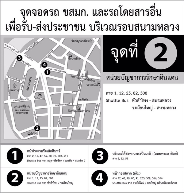 จุดจอดรถประจำทาง รอบสนามหลวง จุดจอดรถประจำทาง รอบสนามหลวง