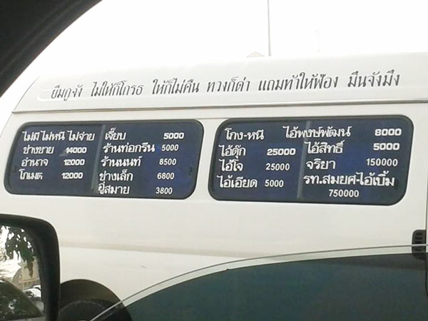 เจ้าหนี้ติดชื่อลูกหนี้ประจานทั่วรถ เจ้าหนี้ติดชื่อลูกหนี้ประจานทั่วรถ