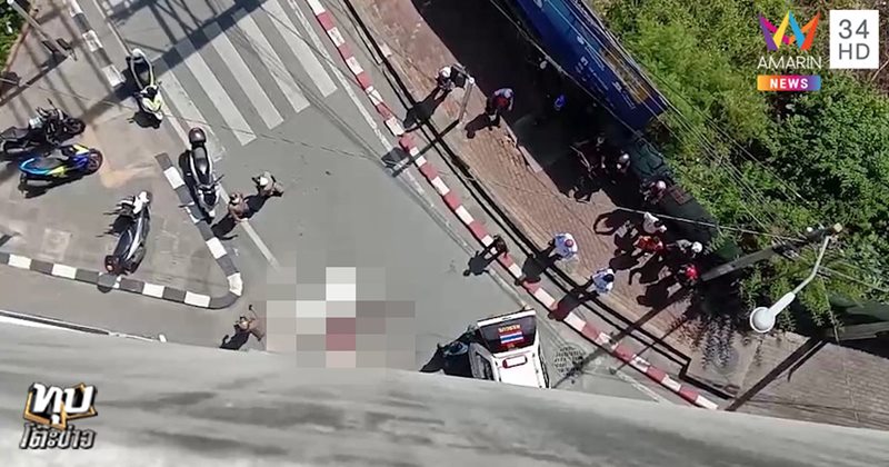 หนุ่มส่งอาหารขี่รถตกสะพาน หนุ่มส่งอาหารขี่รถตกสะพาน