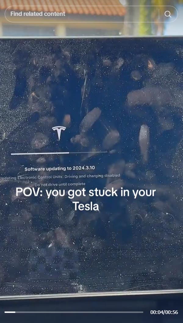 ติดอยู่ในรถเทสลา อัปเดตซอฟต์แวร์ ติดอยู่ในรถเทสลา อัปเดตซอฟต์แวร์