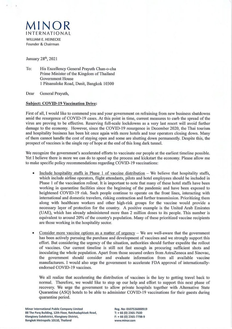 Bill Heinecke ส่งจดหมายถึง ประยุทธ์ Bill Heinecke ส่งจดหมายถึง ประยุทธ์