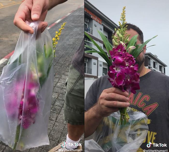 สามีฝรั่งซื้อดอกกล้วยไม้ให้เมีย สามีฝรั่งซื้อดอกกล้วยไม้ให้เมีย