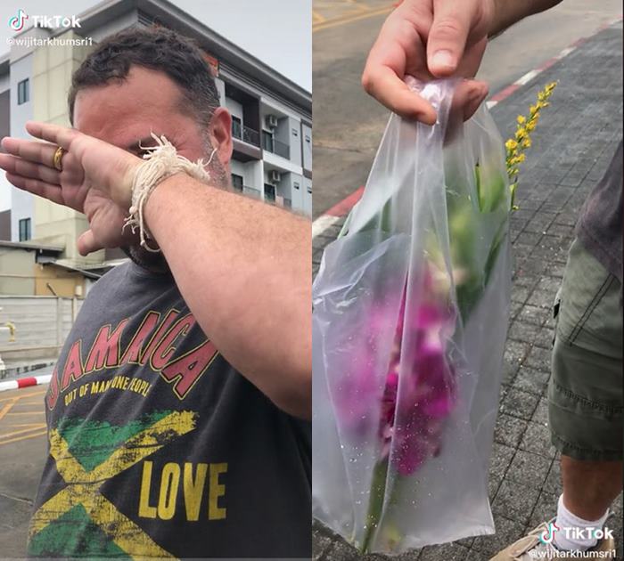 สามีฝรั่งซื้อดอกกล้วยไม้ให้เมีย สามีฝรั่งซื้อดอกกล้วยไม้ให้เมีย