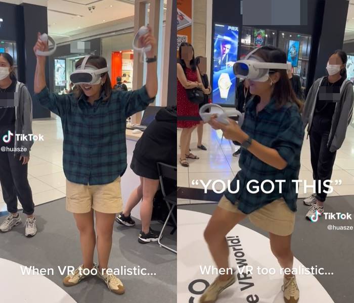 สาวเล่นเกม VR ต่อยจอแตกกลางห้าง สาวเล่นเกม VR ต่อยจอแตกกลางห้าง