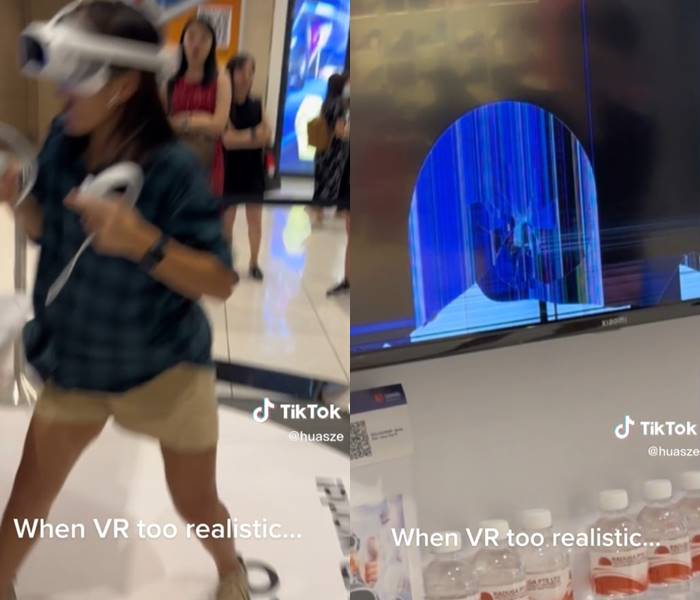 สาวเล่นเกม VR ต่อยจอแตกกลางห้าง สาวเล่นเกม VR ต่อยจอแตกกลางห้าง