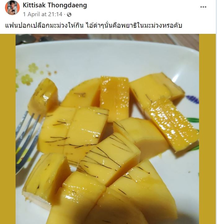 เส้นดำในมะม่วง เส้นดำในมะม่วง
