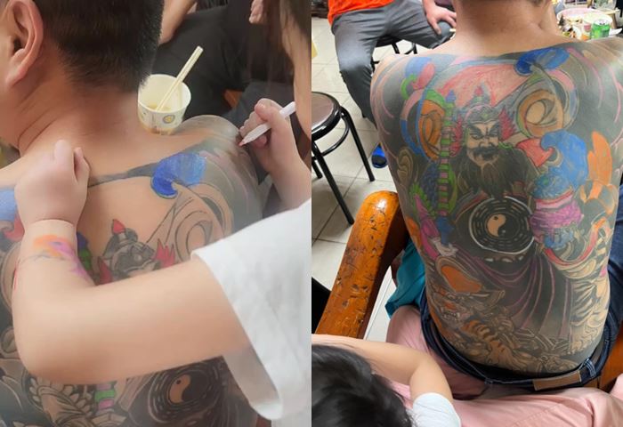 ลูกสาววาดรูปบน รอยสัก คุณพ่อ ลูกสาววาดรูปบน รอยสัก คุณพ่อ