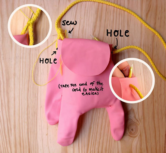 DIY เปลี่ยนถุงมือยางเป็นกระเป๋าช้างสุดน่ารัก