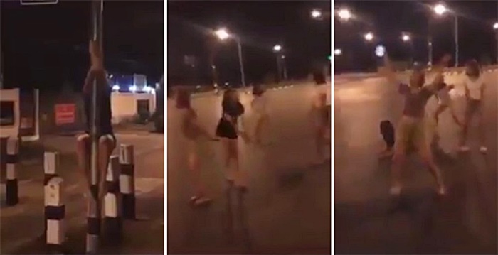 เต้นรูดเสาไฟ เย้ยเคอร์ฟิวกลางสี่แยก เต้นรูดเสาไฟ เย้ยเคอร์ฟิวกลางสี่แยก