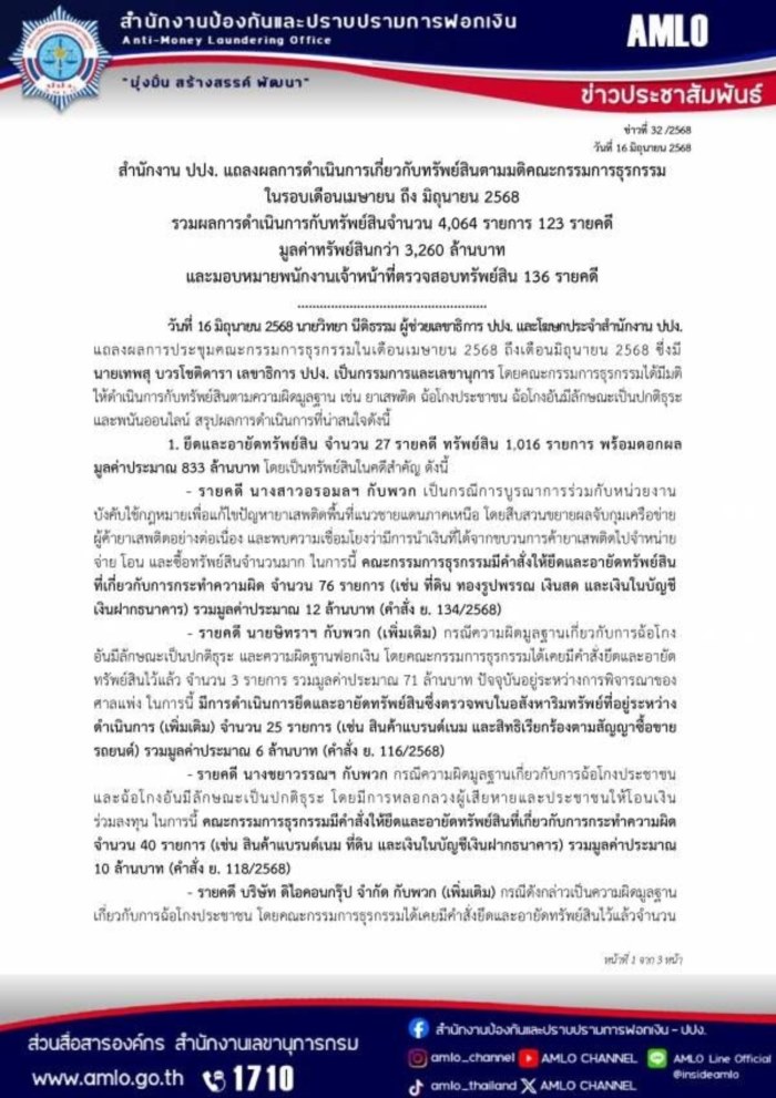 ปปง. แถลงยึดทรัพย์ ทนายตั้ม ปปง. แถลงยึดทรัพย์ ทนายตั้ม