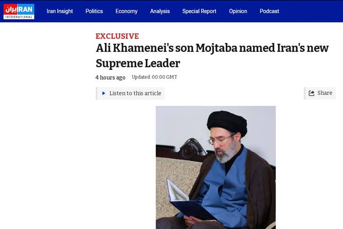 หร่านตั้ง โมจตาบา ลูกชายคาเมเนอี ขึ้นเป็นผู้นำสูงสุดคนใหม่ หร่านตั้ง โมจตาบา ลูกชายคาเมเนอี ขึ้นเป็นผู้นำสูงสุดคนใหม่