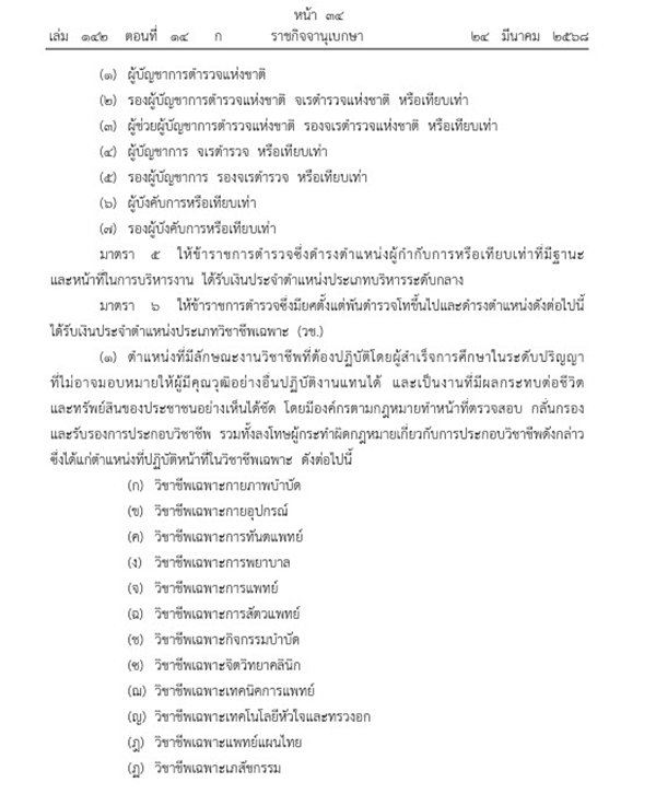 พระราชกฤษฎีกา การได้รับเงินประจำตำแหน่งของข้าราชการตำรวจ พระราชกฤษฎีกา การได้รับเงินประจำตำแหน่งของข้าราชการตำรวจ
