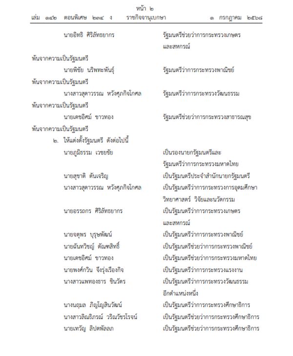 โปรดเกล้าฯ ครม. แพทองธาร 1/2 โปรดเกล้าฯ ครม. แพทองธาร 1/2