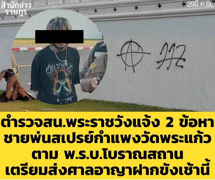 พ่นสีกำแพงวัดพระแก้ว พ่นสีกำแพงวัดพระแก้ว