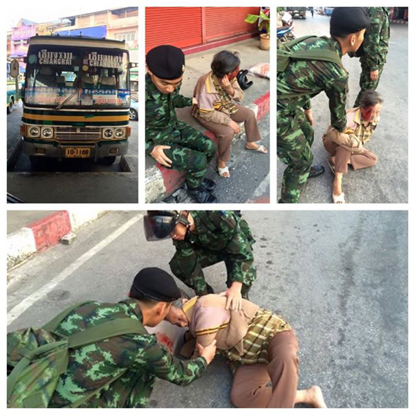 ชาวเน็ตชื่นชม 2 ทหารช่วยคุณยายโดนรถเมล์ชนที่เชียงราย ชาวเน็ตชื่นชม 2 ทหารช่วยคุณยายโดนรถเมล์ชนที่เชียงราย