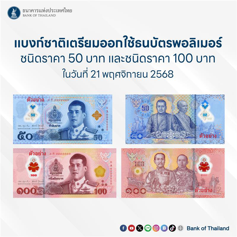 ธนบัตรใหม่ 50 และ 100 บาท ธนบัตรใหม่ 50 และ 100 บาท