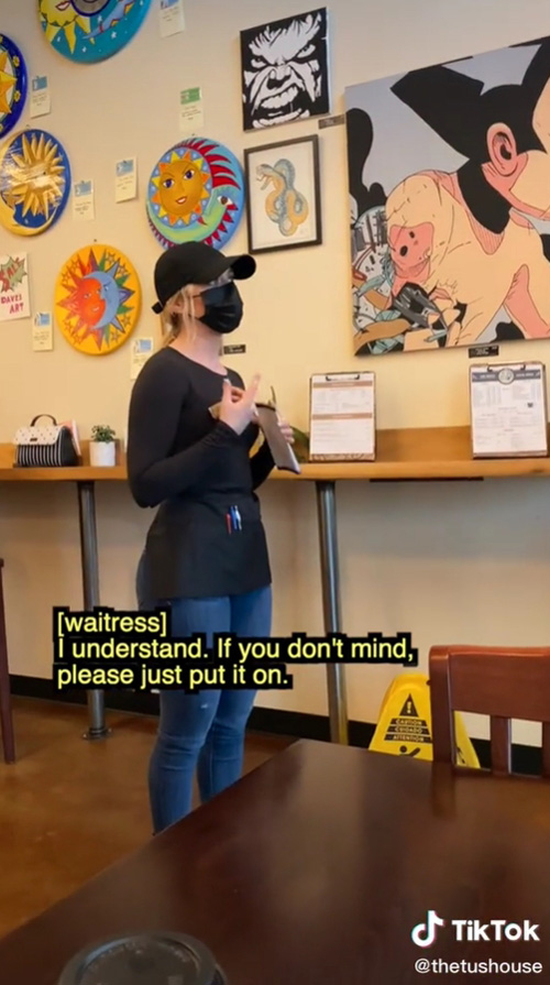 ลูกค้าสาวไม่ยอมใส่แมสก์ ลูกค้าสาวไม่ยอมใส่แมสก์