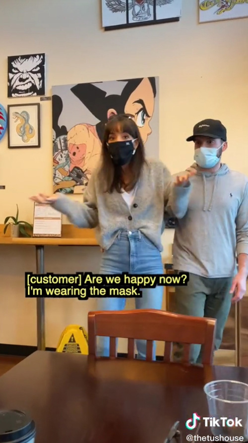 ลูกค้าสาวไม่ยอมใส่แมสก์ ลูกค้าสาวไม่ยอมใส่แมสก์