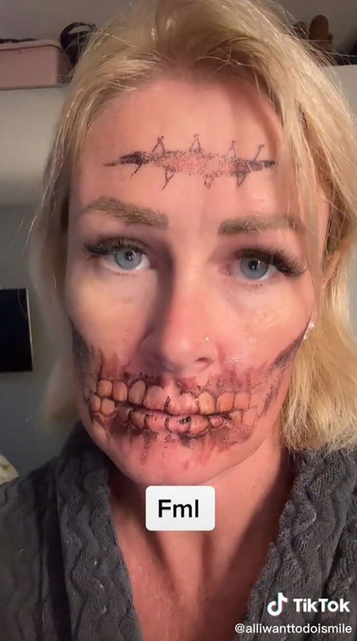 หญิงแต่งหน้าฮาโลวีนจัดเต็ม หญิงแต่งหน้าฮาโลวีนจัดเต็ม