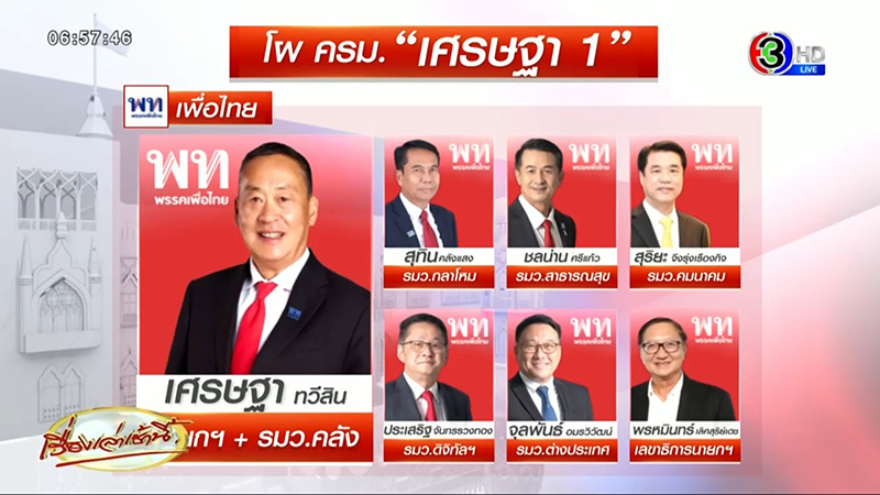 โผ ครม เศรษฐา โผ ครม เศรษฐา