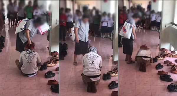 ครูเอารองเท้าวางบนหัวนักเรียน ครูเอารองเท้าวางบนหัวนักเรียน