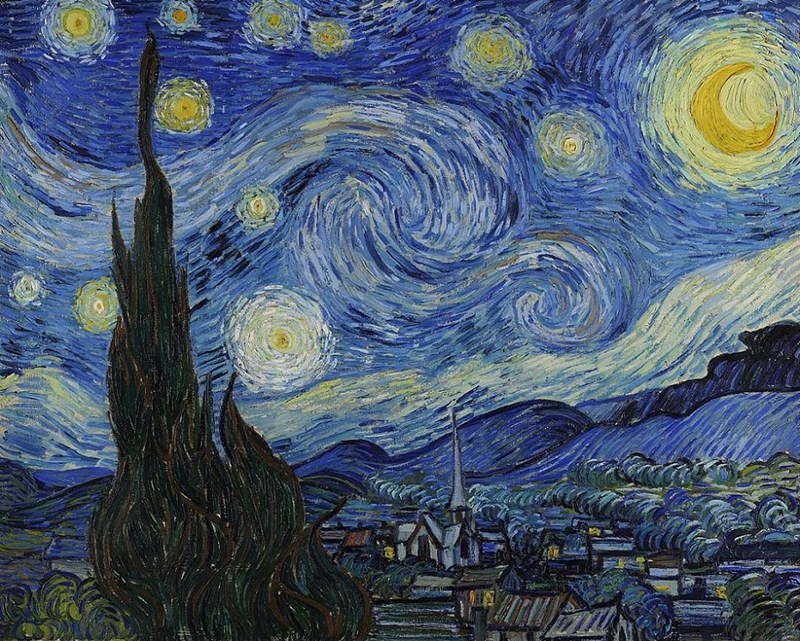 ผลงานแวนโก๊ะ ภาพชื่อ Starry Night ผลงานของแวนโก๊ะ