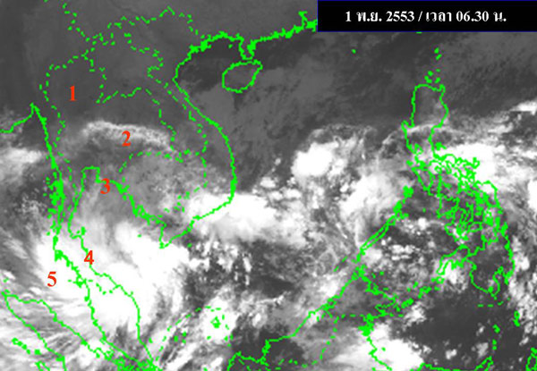 วิเคราะห์สภาพอากาศภาพถ่ายดาวเทียม 1 พ.ย. โดยกรมอุตุนิยมวิทยา