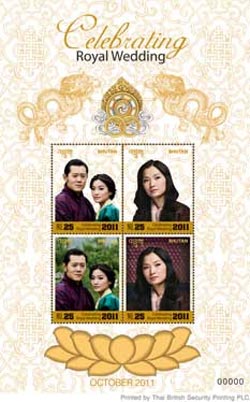 ไปรษณีย์ไทยผุดแสตมป์ฉลองพิธีสมรสพระราชาจิกมี