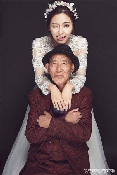 สาววัย 25 ถ่ายรูปแต่งงานคู่ปู่ วัย 87 