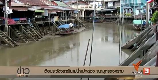 อัมพวา ประกาศเตือนระวังจระเข้ในแม่น้ำแม่กลอง หลังคนเห็นโผล่อาบแดด