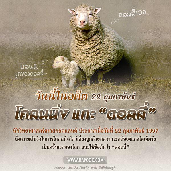 22 กุมภาพันธ์ วันที่โลกรู้จัก แกะดอลลี่ แกะโคลนนิ่งตัวแรกของโลก