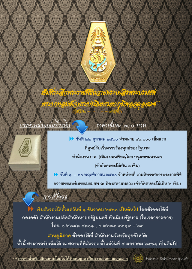 เข็มที่ระลึกพระราชพิธีถวายพระเพลิงพระบรมศพ