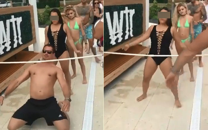 สาวแอ่นตัวลอดเชือก ท่ายากไม่แคร์ชุดฟิต จนขาดแควก โชว์น้องสาวหรา