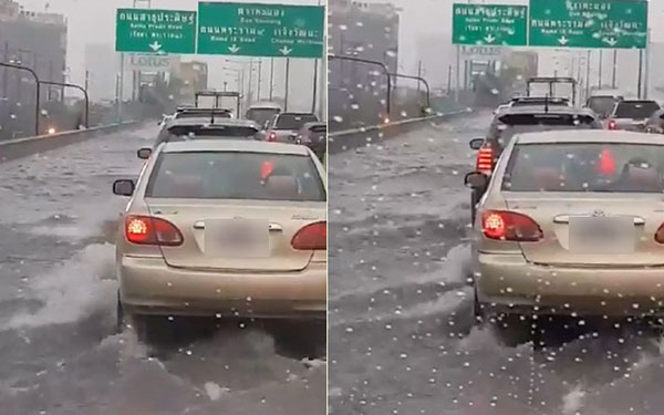 คนกรุงอ่วมหนัก ฝนถล่มตั้งแต่เช้ามืด.. น้ำท่วมขังสูงหลายจุด ไม่เว้นบนทางด่วน