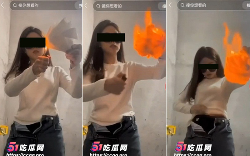 เน็ตไอดอลโชว์จุดไฟเบิร์นน้องสาว