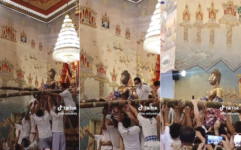 พิธีอัญเชิญหลวงพ่อพระใส ลงจากพระอุโบสถ