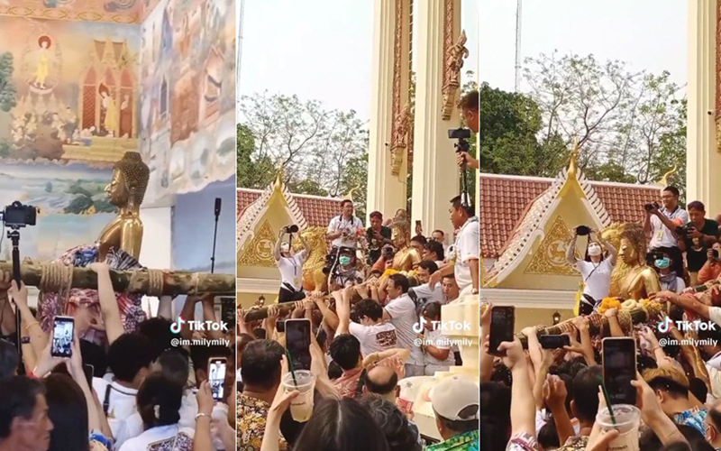 พิธีอัญเชิญหลวงพ่อพระใส ลงจากพระอุโบสถ