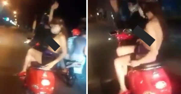 สาวใจกล้า เปลือยอกท้าลมบนมอเตอร์ไซค์ ขาซิ่งตามถ่ายคลิปเพียบ