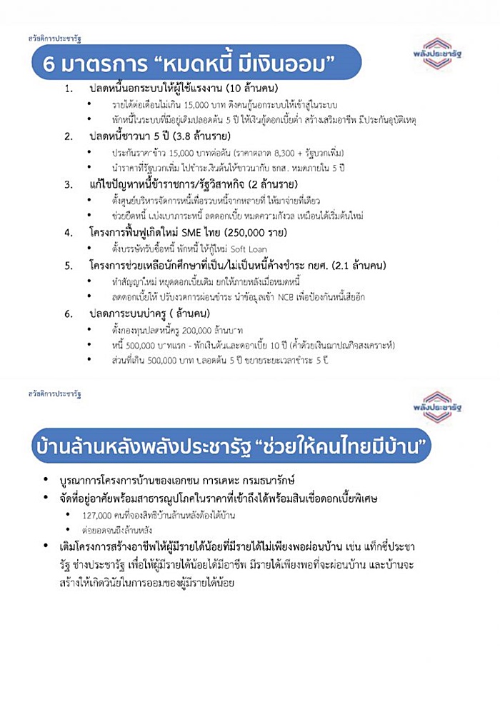 นโยบาย พปชร. 