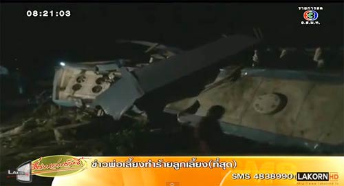 อุบัติเหตุรถทัวร์ เชียงใหม่ พิษณุโลก เสียหลักข้ามเกาะพุ่งชนบ้าน เจ็บ 6