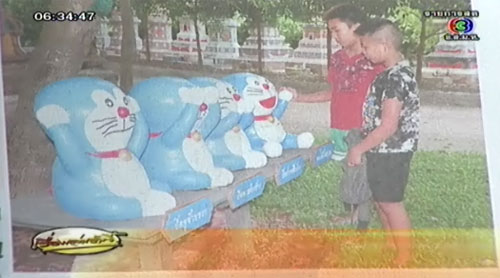 วัดสำปะซิว ตั้งรูปปั้นปริศนาธรรมโดราเอมอน