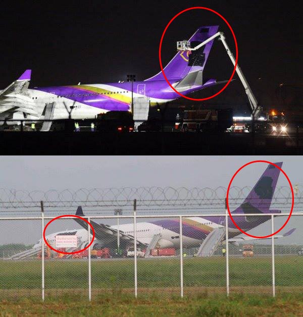 สื่อนอกสงสัยการบินไทยลบโลโก้บริษัท หลังเครื่องตกรันเวย์