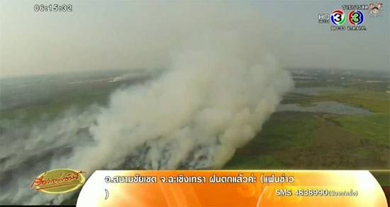 ไฟไหม้บึงสีไฟ พิจิตร ควันลอยฟุ้ง เกิดมลพิษทางอากาศ